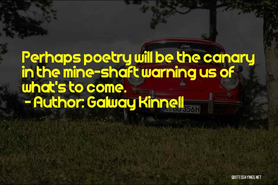 Galway Kinnell Quotes: Perhaps Poetry Will Be The Canary In The Mine-shaft Warning Us Of What's To Come.