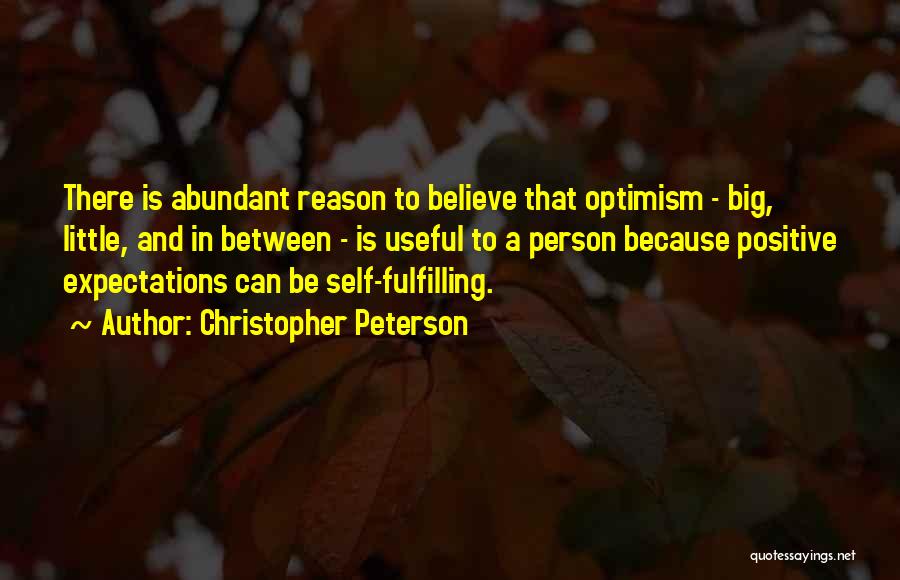 Christopher Peterson Quotes: There Is Abundant Reason To Believe That Optimism - Big, Little, And In Between - Is Useful To A Person