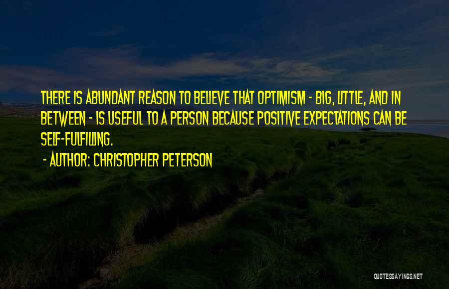 Christopher Peterson Quotes: There Is Abundant Reason To Believe That Optimism - Big, Little, And In Between - Is Useful To A Person