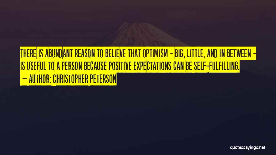 Christopher Peterson Quotes: There Is Abundant Reason To Believe That Optimism - Big, Little, And In Between - Is Useful To A Person