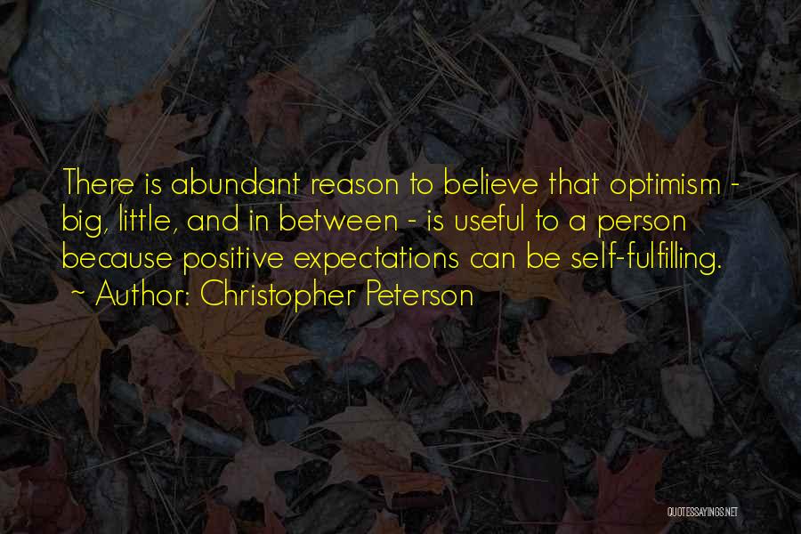 Christopher Peterson Quotes: There Is Abundant Reason To Believe That Optimism - Big, Little, And In Between - Is Useful To A Person