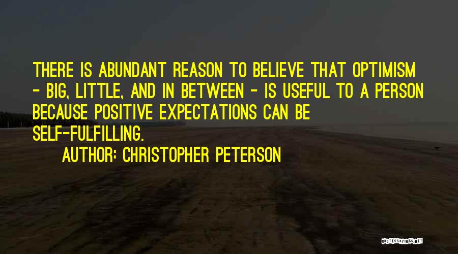 Christopher Peterson Quotes: There Is Abundant Reason To Believe That Optimism - Big, Little, And In Between - Is Useful To A Person