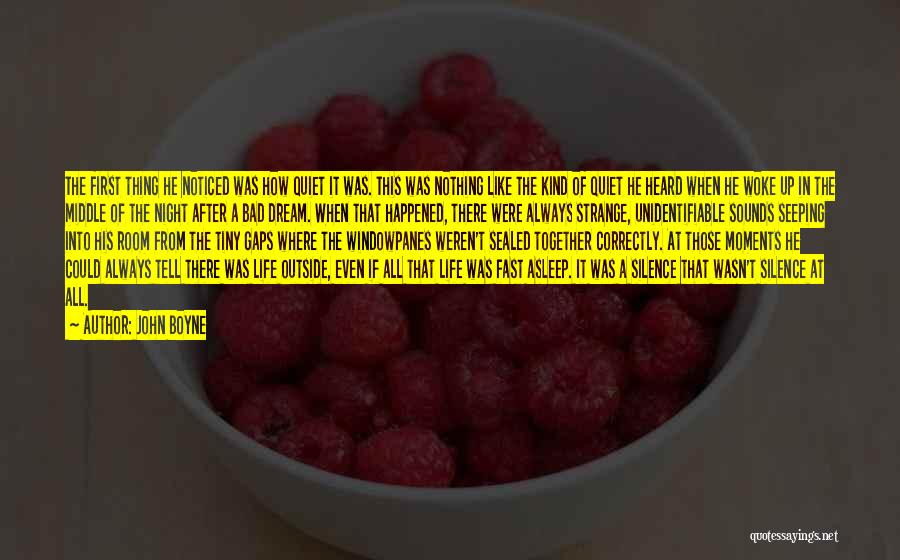 John Boyne Quotes: The First Thing He Noticed Was How Quiet It Was. This Was Nothing Like The Kind Of Quiet He Heard