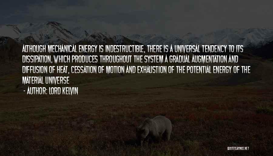 Lord Kelvin Quotes: Although Mechanical Energy Is Indestructible, There Is A Universal Tendency To Its Dissipation, Which Produces Throughout The System A Gradual