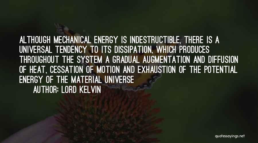 Lord Kelvin Quotes: Although Mechanical Energy Is Indestructible, There Is A Universal Tendency To Its Dissipation, Which Produces Throughout The System A Gradual