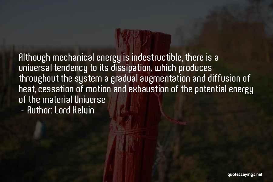 Lord Kelvin Quotes: Although Mechanical Energy Is Indestructible, There Is A Universal Tendency To Its Dissipation, Which Produces Throughout The System A Gradual