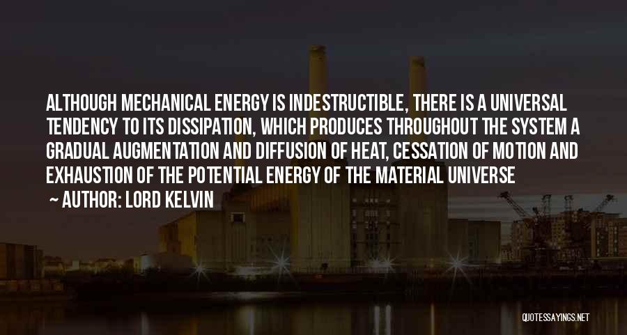 Lord Kelvin Quotes: Although Mechanical Energy Is Indestructible, There Is A Universal Tendency To Its Dissipation, Which Produces Throughout The System A Gradual