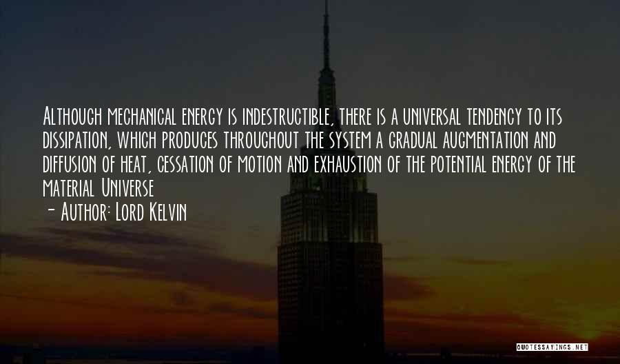 Lord Kelvin Quotes: Although Mechanical Energy Is Indestructible, There Is A Universal Tendency To Its Dissipation, Which Produces Throughout The System A Gradual