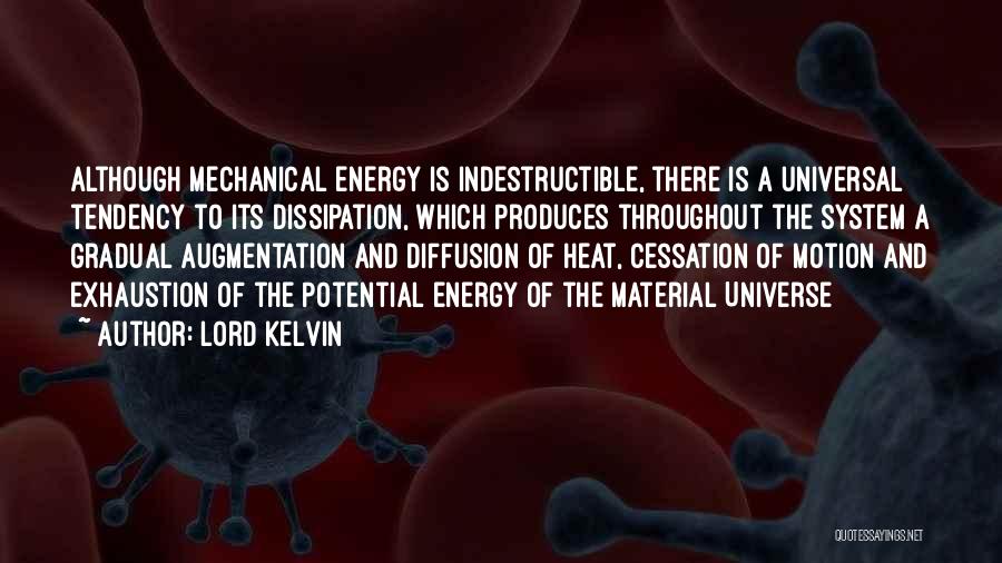 Lord Kelvin Quotes: Although Mechanical Energy Is Indestructible, There Is A Universal Tendency To Its Dissipation, Which Produces Throughout The System A Gradual