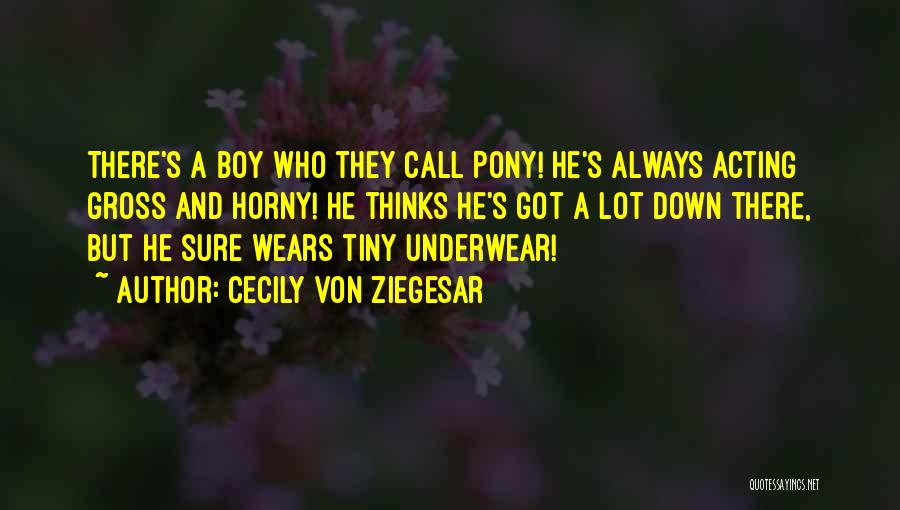 Cecily Von Ziegesar Quotes: There's A Boy Who They Call Pony! He's Always Acting Gross And Horny! He Thinks He's Got A Lot Down