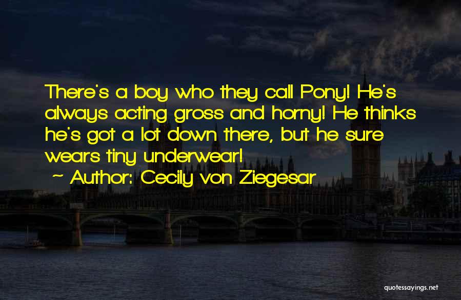 Cecily Von Ziegesar Quotes: There's A Boy Who They Call Pony! He's Always Acting Gross And Horny! He Thinks He's Got A Lot Down