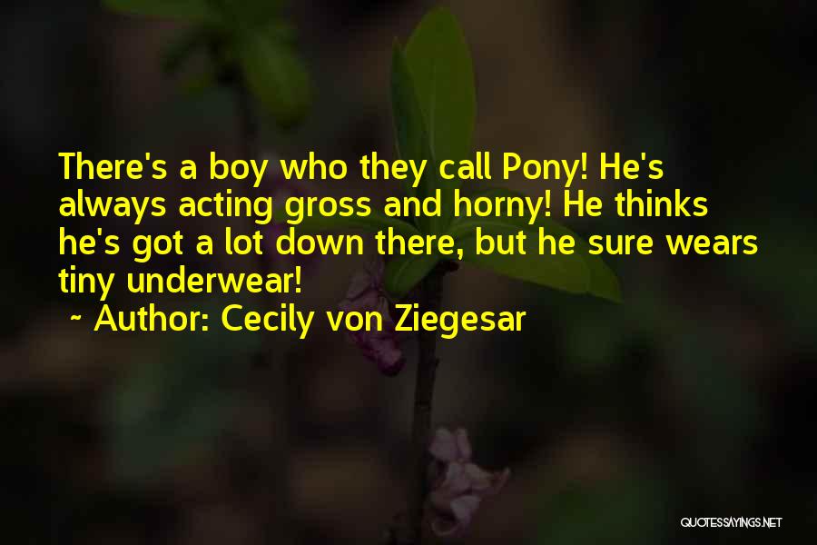 Cecily Von Ziegesar Quotes: There's A Boy Who They Call Pony! He's Always Acting Gross And Horny! He Thinks He's Got A Lot Down