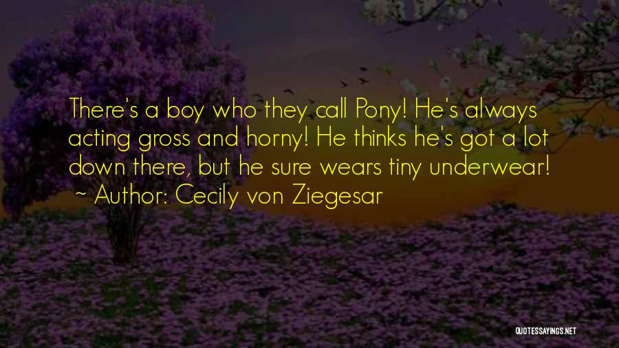 Cecily Von Ziegesar Quotes: There's A Boy Who They Call Pony! He's Always Acting Gross And Horny! He Thinks He's Got A Lot Down