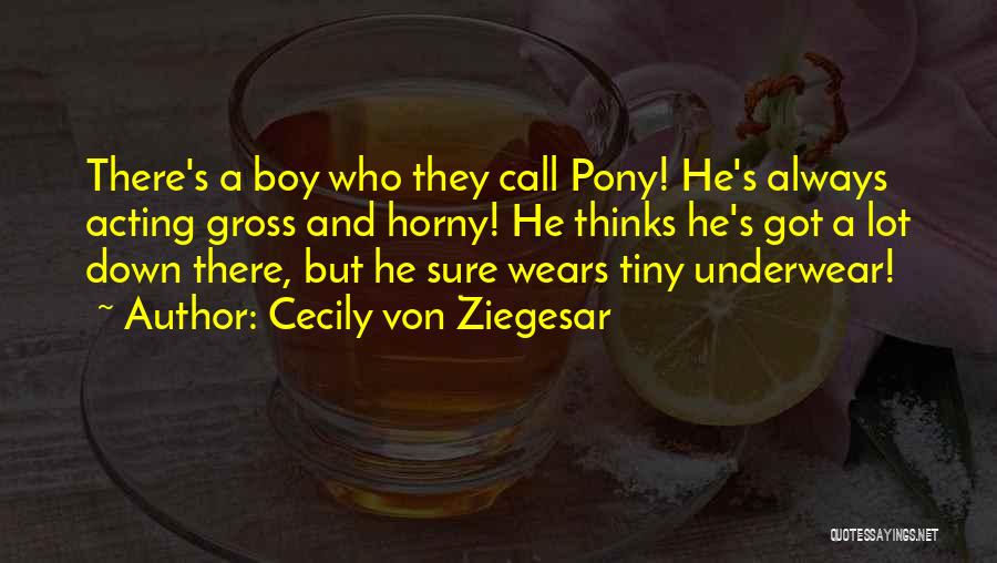 Cecily Von Ziegesar Quotes: There's A Boy Who They Call Pony! He's Always Acting Gross And Horny! He Thinks He's Got A Lot Down