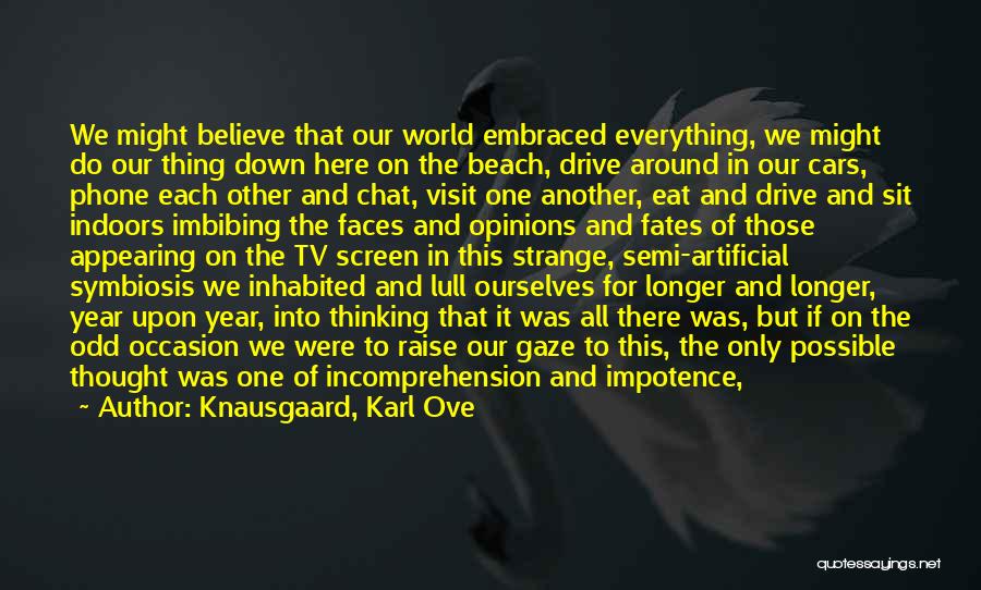 Knausgaard, Karl Ove Quotes: We Might Believe That Our World Embraced Everything, We Might Do Our Thing Down Here On The Beach, Drive Around