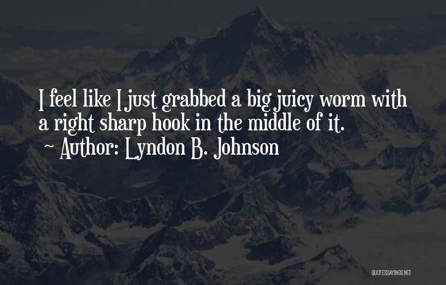 Lyndon B. Johnson Quotes: I Feel Like I Just Grabbed A Big Juicy Worm With A Right Sharp Hook In The Middle Of It.