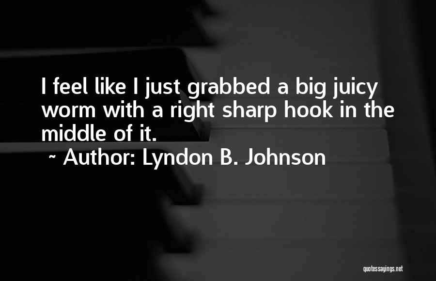 Lyndon B. Johnson Quotes: I Feel Like I Just Grabbed A Big Juicy Worm With A Right Sharp Hook In The Middle Of It.