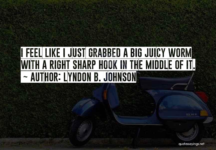 Lyndon B. Johnson Quotes: I Feel Like I Just Grabbed A Big Juicy Worm With A Right Sharp Hook In The Middle Of It.