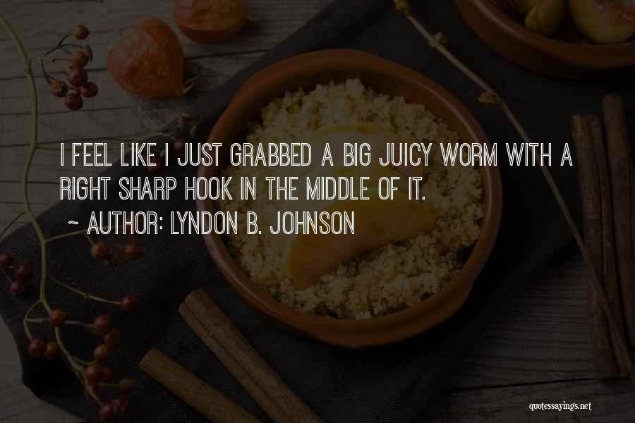 Lyndon B. Johnson Quotes: I Feel Like I Just Grabbed A Big Juicy Worm With A Right Sharp Hook In The Middle Of It.