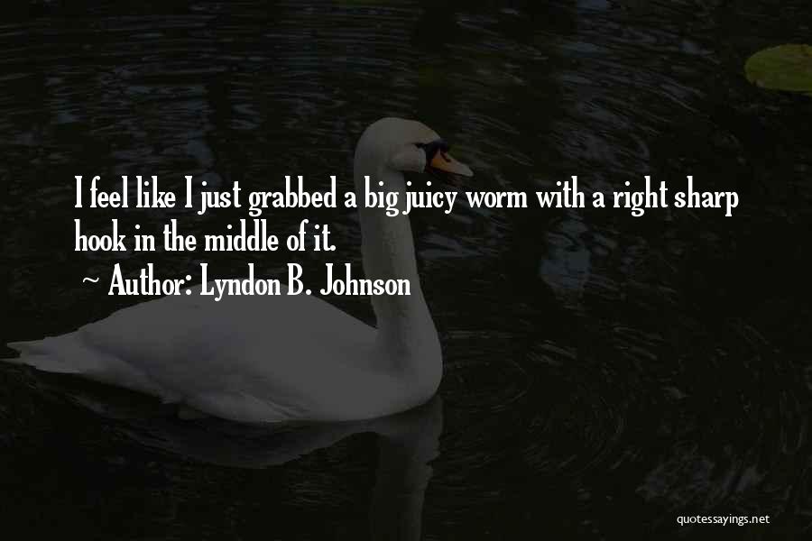Lyndon B. Johnson Quotes: I Feel Like I Just Grabbed A Big Juicy Worm With A Right Sharp Hook In The Middle Of It.