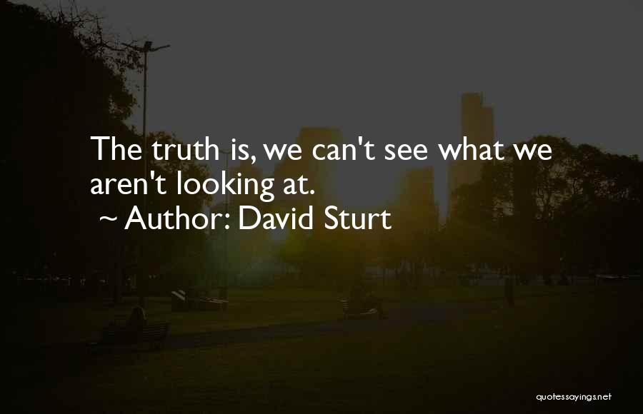 David Sturt Quotes: The Truth Is, We Can't See What We Aren't Looking At.