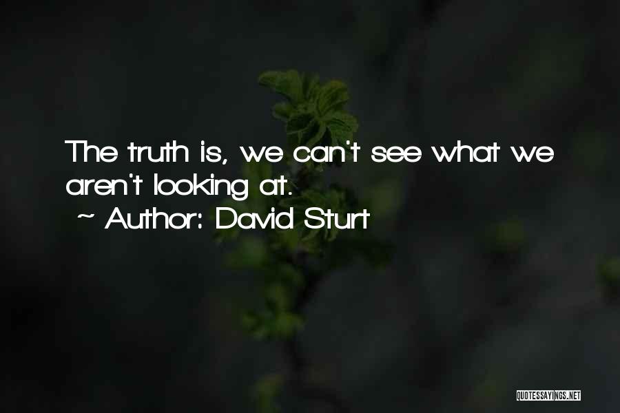 David Sturt Quotes: The Truth Is, We Can't See What We Aren't Looking At.