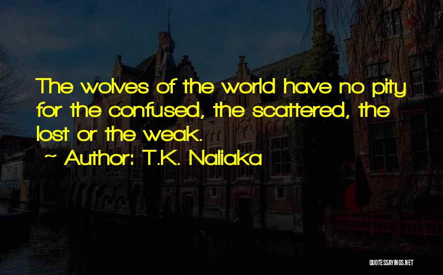 T.K. Naliaka Quotes: The Wolves Of The World Have No Pity For The Confused, The Scattered, The Lost Or The Weak.