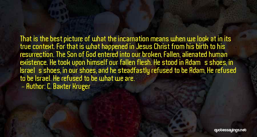 C. Baxter Kruger Quotes: That Is The Best Picture Of What The Incarnation Means When We Look At In Its True Context. For That