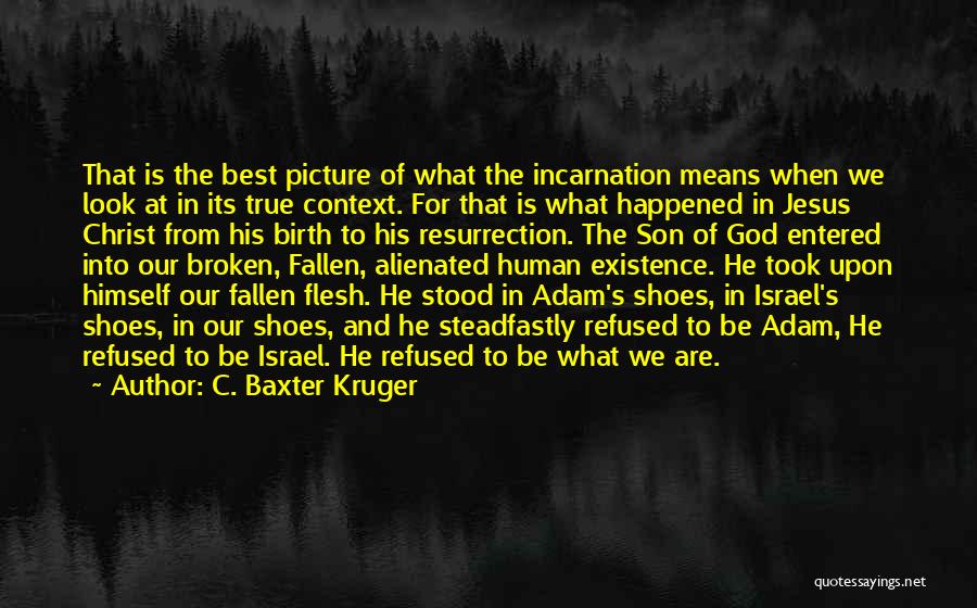 C. Baxter Kruger Quotes: That Is The Best Picture Of What The Incarnation Means When We Look At In Its True Context. For That