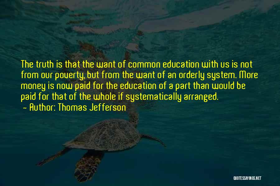 Thomas Jefferson Quotes: The Truth Is That The Want Of Common Education With Us Is Not From Our Poverty, But From The Want