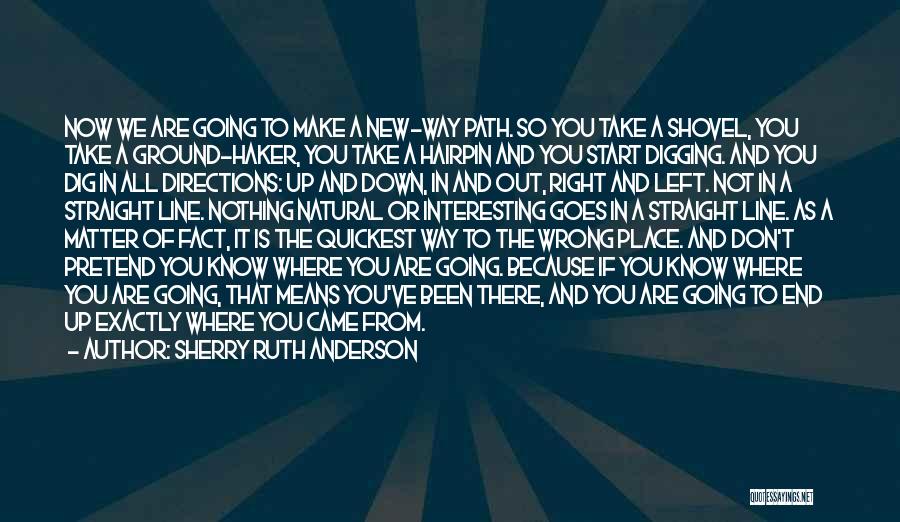 Sherry Ruth Anderson Quotes: Now We Are Going To Make A New-way Path. So You Take A Shovel, You Take A Ground-haker, You Take