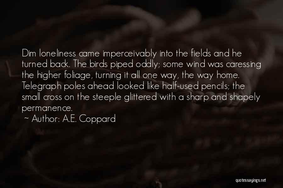 A.E. Coppard Quotes: Dim Loneliness Came Imperceivably Into The Fields And He Turned Back. The Birds Piped Oddly; Some Wind Was Caressing The