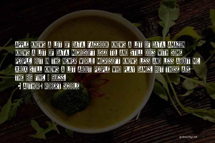 Robert Scoble Quotes: Apple Knows A Lot Of Data. Facebook Knows A Lot Of Data. Amazon Knows A Lot Of Data. Microsoft Used