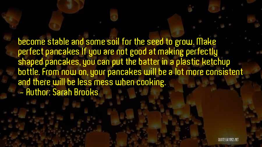 Sarah Brooks Quotes: Become Stable And Some Soil For The Seed To Grow. Make Perfect Pancakes If You Are Not Good At Making