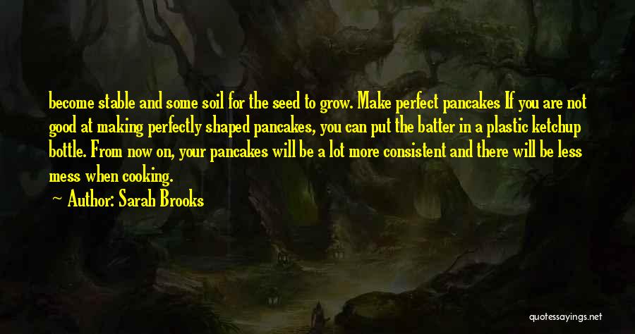 Sarah Brooks Quotes: Become Stable And Some Soil For The Seed To Grow. Make Perfect Pancakes If You Are Not Good At Making