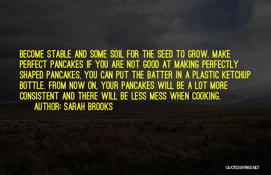 Sarah Brooks Quotes: Become Stable And Some Soil For The Seed To Grow. Make Perfect Pancakes If You Are Not Good At Making