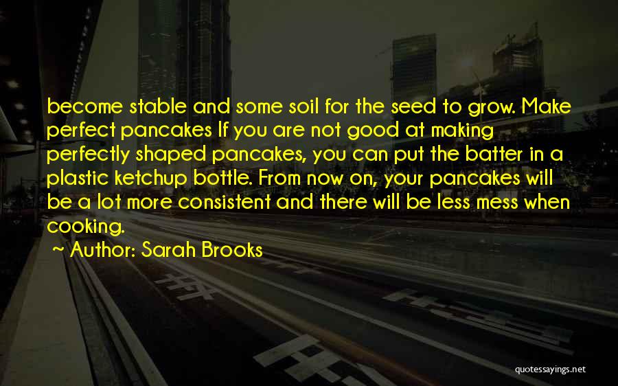 Sarah Brooks Quotes: Become Stable And Some Soil For The Seed To Grow. Make Perfect Pancakes If You Are Not Good At Making