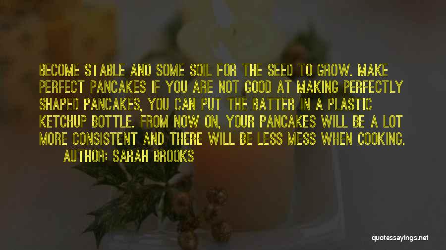 Sarah Brooks Quotes: Become Stable And Some Soil For The Seed To Grow. Make Perfect Pancakes If You Are Not Good At Making