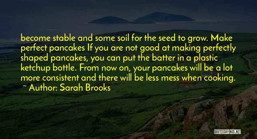 Sarah Brooks Quotes: Become Stable And Some Soil For The Seed To Grow. Make Perfect Pancakes If You Are Not Good At Making