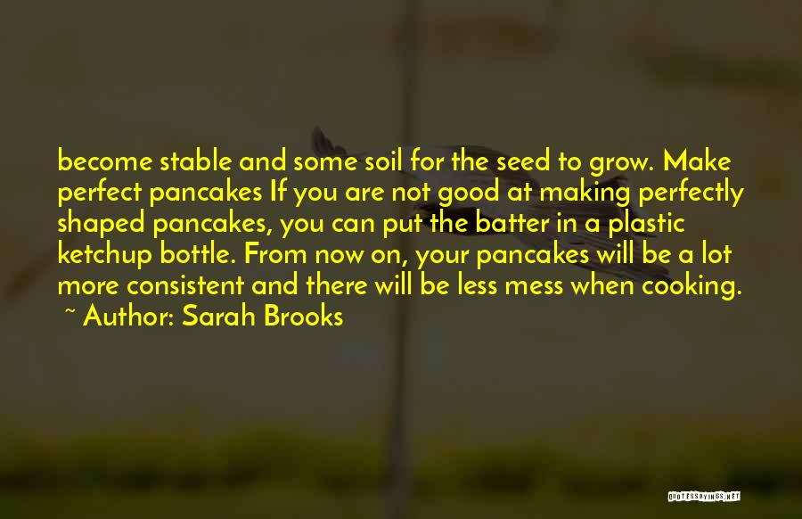 Sarah Brooks Quotes: Become Stable And Some Soil For The Seed To Grow. Make Perfect Pancakes If You Are Not Good At Making
