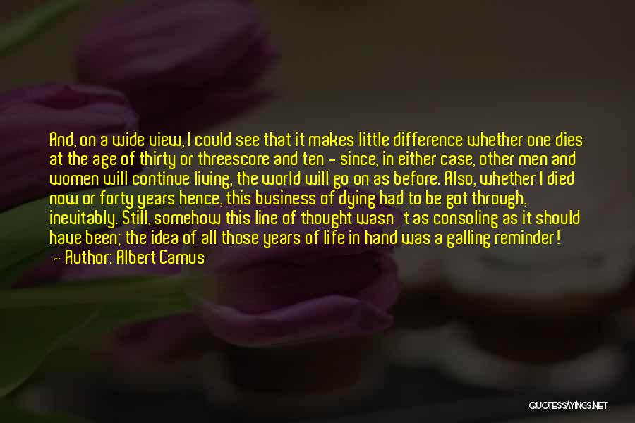 Albert Camus Quotes: And, On A Wide View, I Could See That It Makes Little Difference Whether One Dies At The Age Of