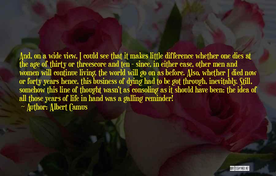 Albert Camus Quotes: And, On A Wide View, I Could See That It Makes Little Difference Whether One Dies At The Age Of