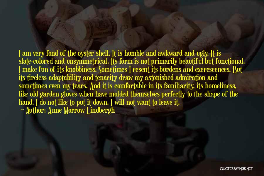 Anne Morrow Lindbergh Quotes: I Am Very Fond Of The Oyster Shell. It Is Humble And Awkward And Ugly. It Is Slate-colored And Unsymmetrical.