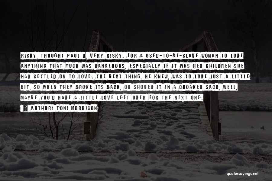 Toni Morrison Quotes: Risky, Thought Paul D, Very Risky. For A Used-to-be-slave Woman To Love Anything That Much Was Dangerous, Especially If It