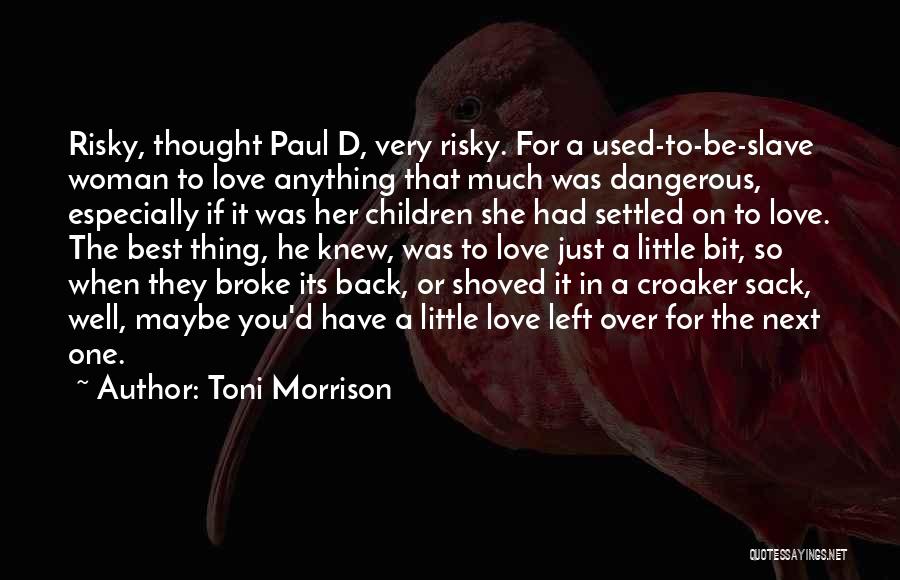 Toni Morrison Quotes: Risky, Thought Paul D, Very Risky. For A Used-to-be-slave Woman To Love Anything That Much Was Dangerous, Especially If It