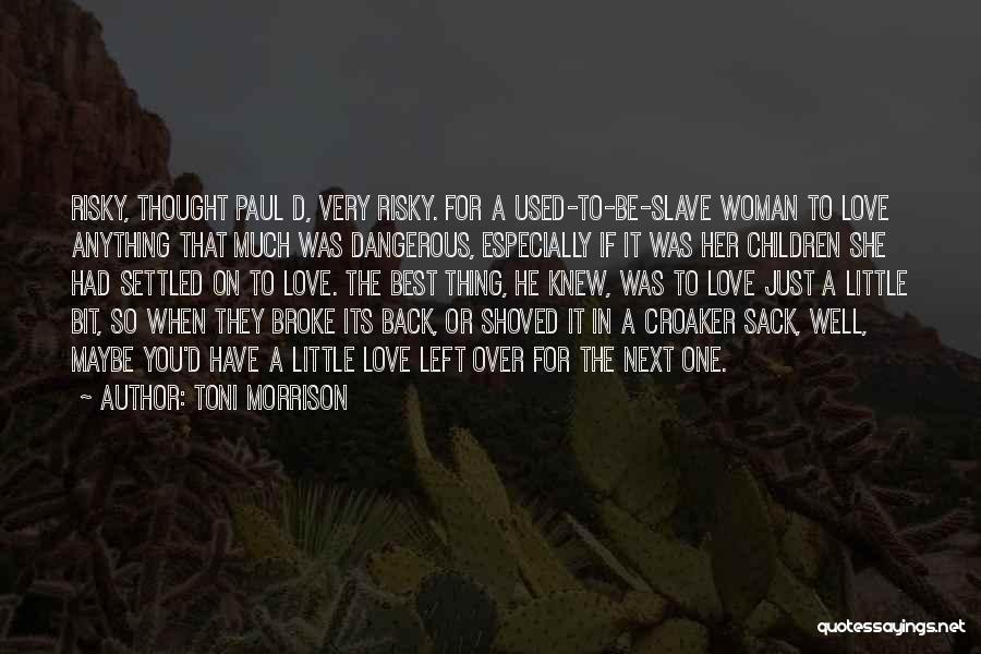 Toni Morrison Quotes: Risky, Thought Paul D, Very Risky. For A Used-to-be-slave Woman To Love Anything That Much Was Dangerous, Especially If It