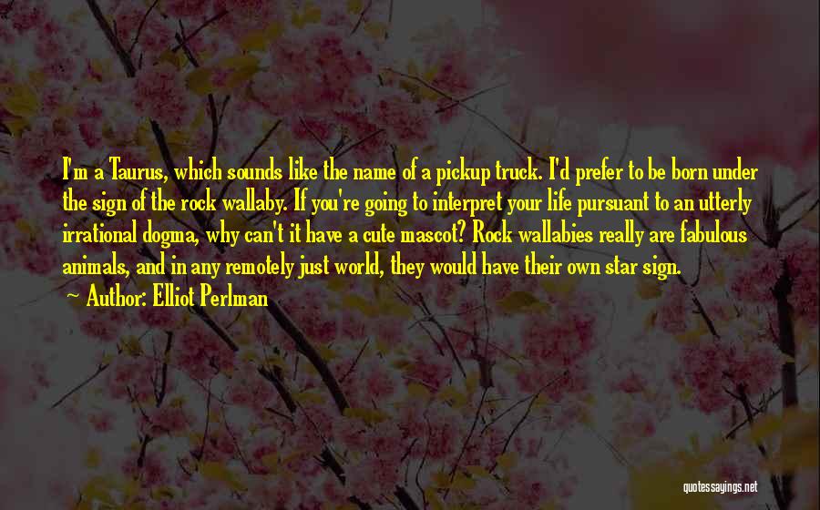 Elliot Perlman Quotes: I'm A Taurus, Which Sounds Like The Name Of A Pickup Truck. I'd Prefer To Be Born Under The Sign