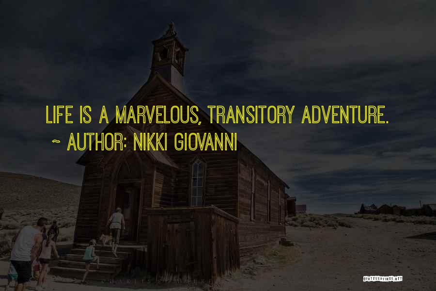 Nikki Giovanni Quotes: Life Is A Marvelous, Transitory Adventure.