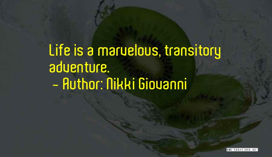 Nikki Giovanni Quotes: Life Is A Marvelous, Transitory Adventure.