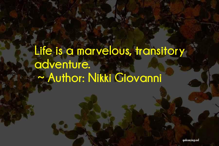 Nikki Giovanni Quotes: Life Is A Marvelous, Transitory Adventure.